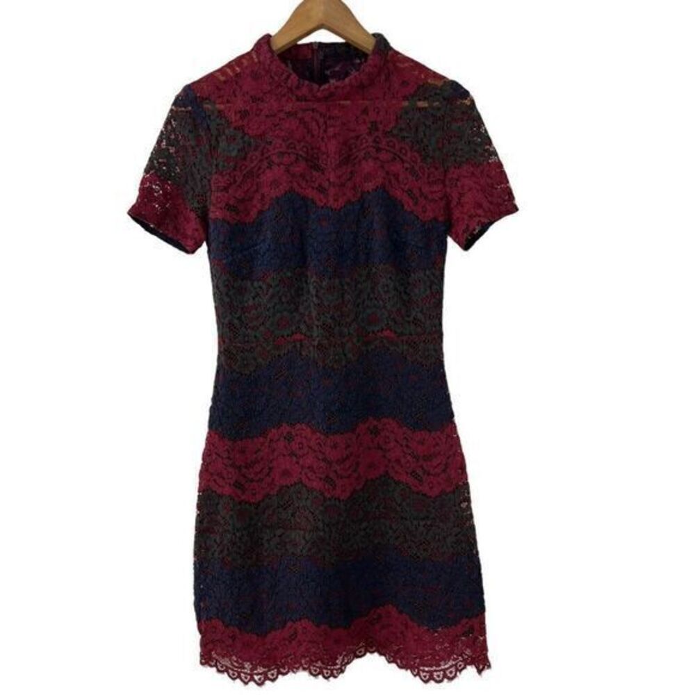 Sandro Rodney Lace Pattern Multi Color Mini Dress